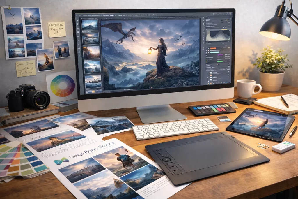 Digitale Kunst und Bearbeitung am Arbeitsplatz